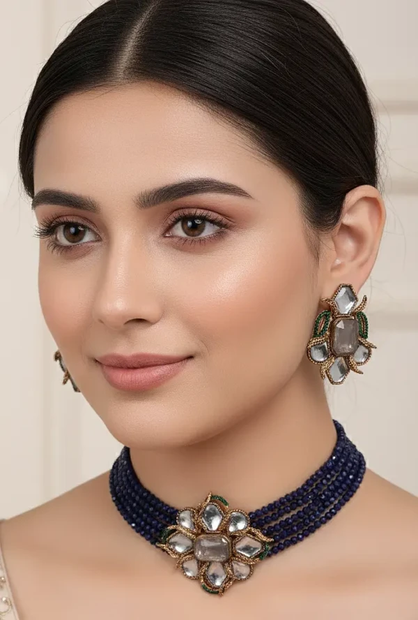 ST-001 GN+GY-1 TO 2 Doublet with Kundan Stone Choker