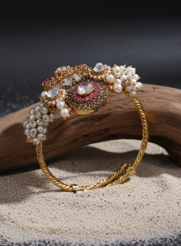 BS-001-PK+GY-Oval Pearl Kara-(1)