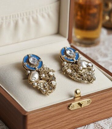 ES-014 1 TO 2 Oval Meena Studs Earrings (4)