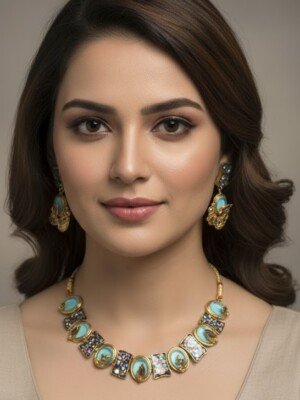 ST-060-SBE Turkish Choker - Charcoal Stone Choker (2)