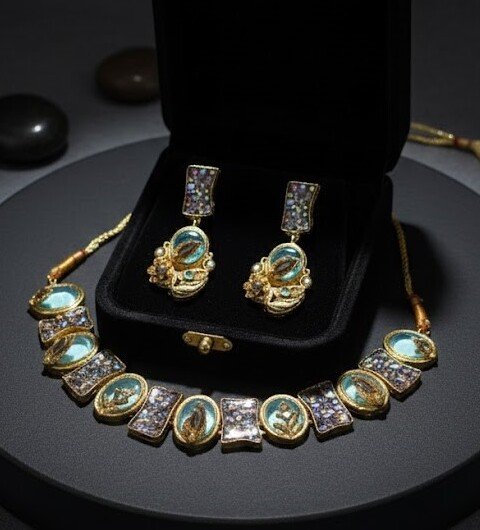 ST-060-SBE Turkish Choker - Charcoal Stone Choker (4)