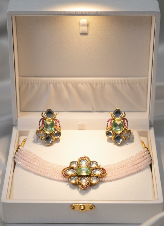 ST-106 MI+GN Doublet with Kundan Stone Choker (4)