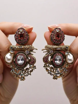 ES-031-PK-1-B Pink Baroque Drop Earrings (1)