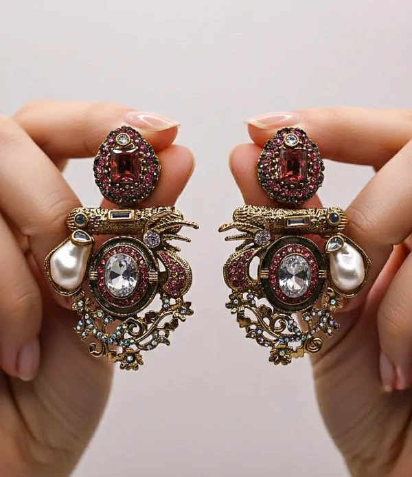 ES-031-PK-1-B Pink Baroque Drop Earrings (1)
