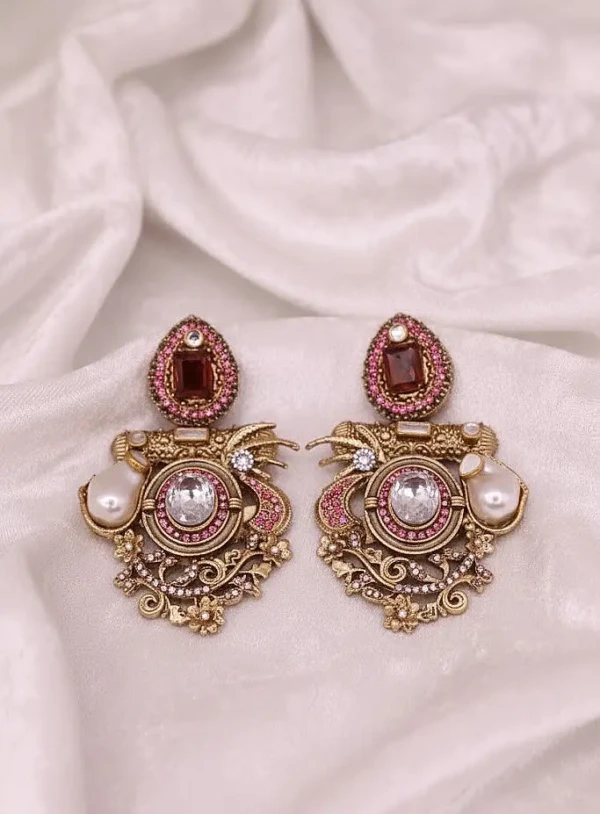ES-031-PK-1-B Pink Baroque Drop Earrings (3)