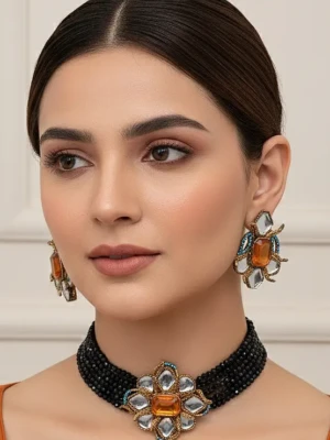 ST-006-BE+BN Doublet with Kundan Stone Choker (2)