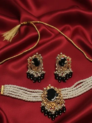 ST-012-BK Twist Pearl Choker Set(1)