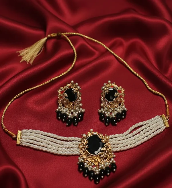 ST-012-BK Twist Pearl Choker Set(1)