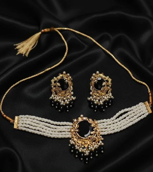 ST-012-BK Twist Pearl Choker Set(3)