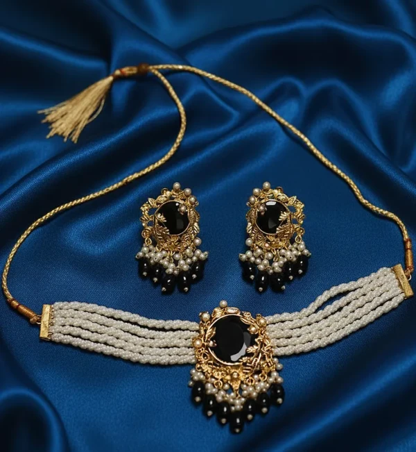 ST-012-BK Twist Pearl Choker Set(4)