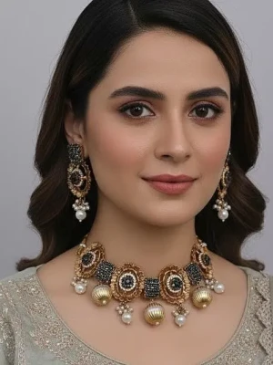 ST-032-BK 1 TO 2 Turkish Choker Patti (5)