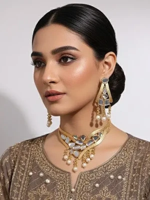 ST-036-GOL Handmade Kundan Colar Set (7)))