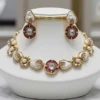 ST-041-PK Necklace Set Mother Of Pearl Basra Moti String (1)