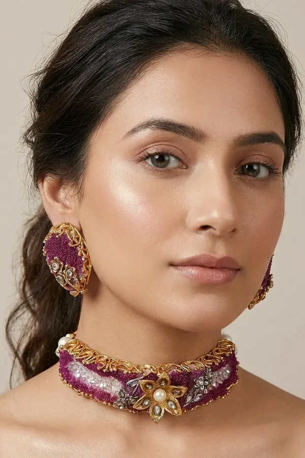 ST-047-MA-Fix Choker Shaded Necklace Set (2)