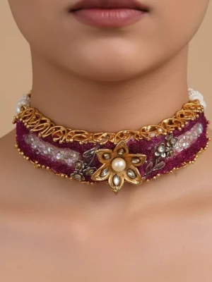ST-047-MA-Fix Choker Title Fix Choker Purple Shaded Necklace Set (3)