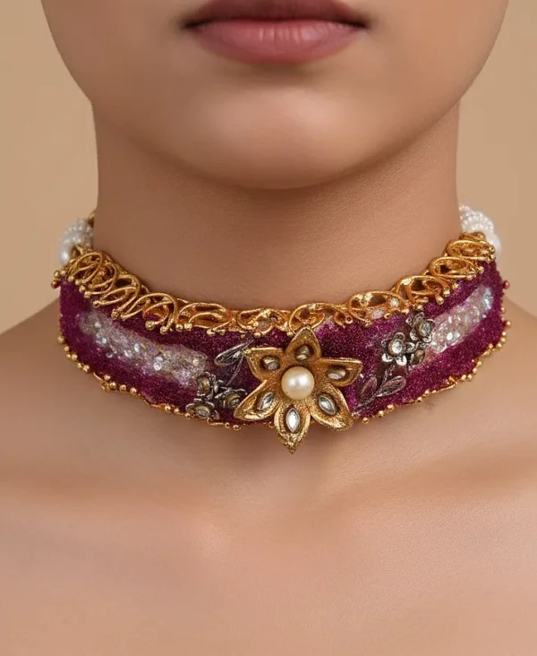 ST-047-MA-Fix Choker Title Fix Choker Purple Shaded Necklace Set (3)