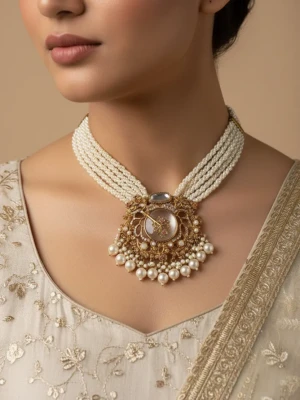 ST-058-WE White Hydro Stylish Stone Necklace (2)