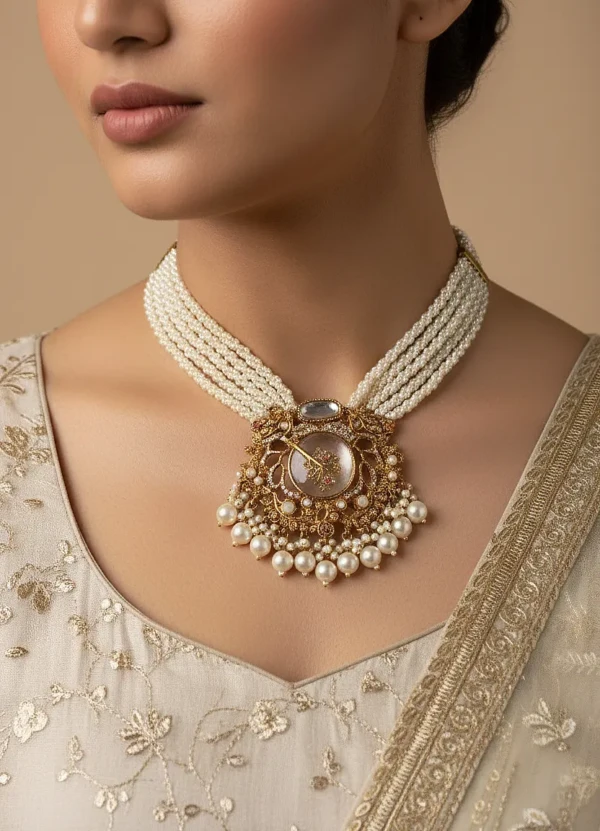 ST-058-WE White Hydro Stylish Stone Necklace (2)