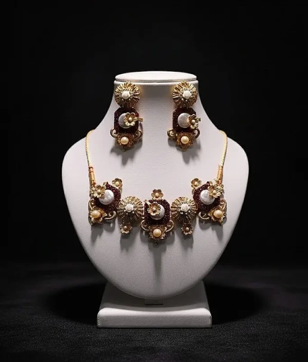 ST-068-RD Turkish Mop Choker Necklace Set (2)