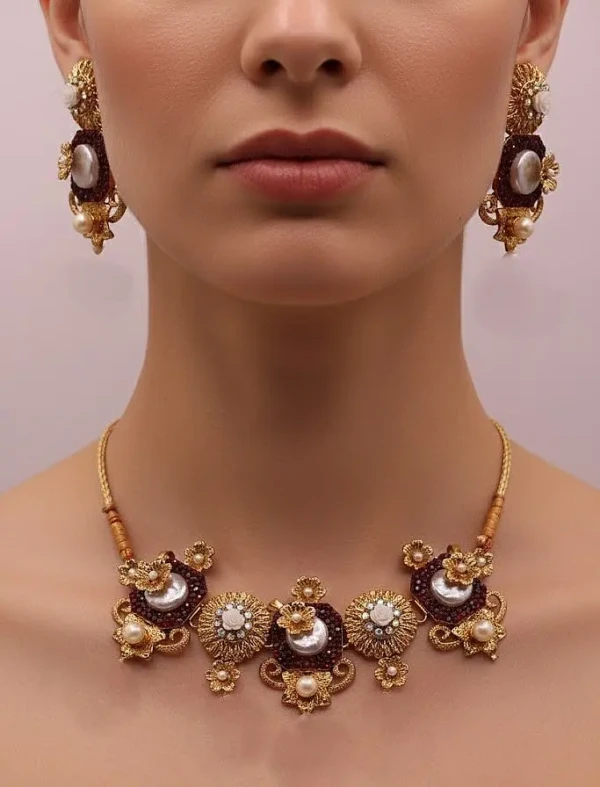 ST-068-RD Turkish Mop Choker Necklace Set (3)