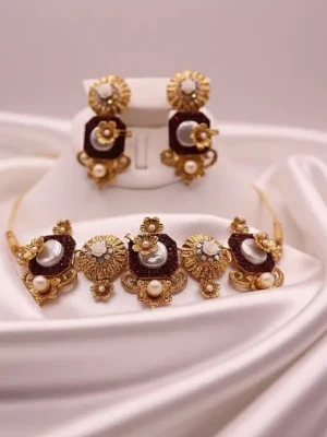 ST-068-RD Turkish Mop Choker Necklace Set (4)