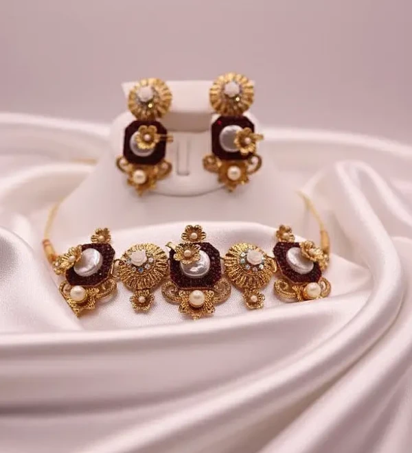 ST-068-RD Turkish Mop Choker Necklace Set (4)