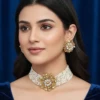 ST-107-Gol-(Pink Mala+Green Mala) Choker Set (1)