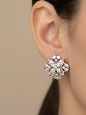 ES-057-WE (Silver with White Stone)