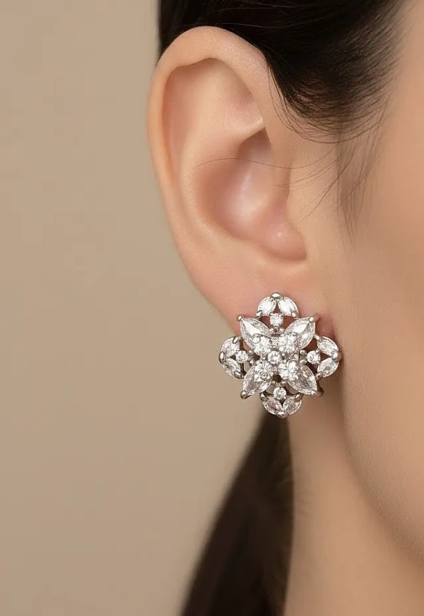 ES-057-WE (Silver with White Stone)