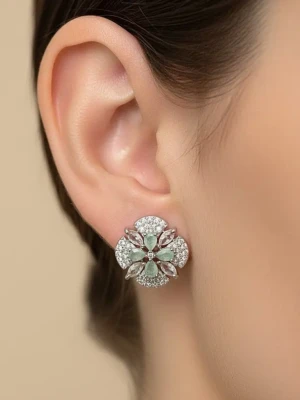 ES-066-SGN (Silver with seaGreen Stone )