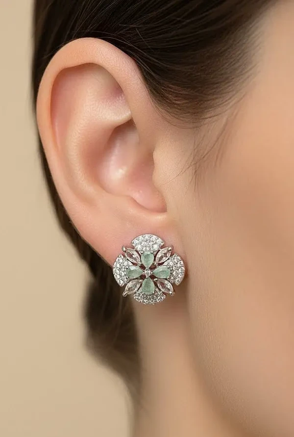 ES-066-SGN (Silver with seaGreen Stone )